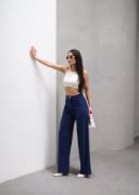 Yüksek Bel Straight Fit Palazzo Pantolon resmi